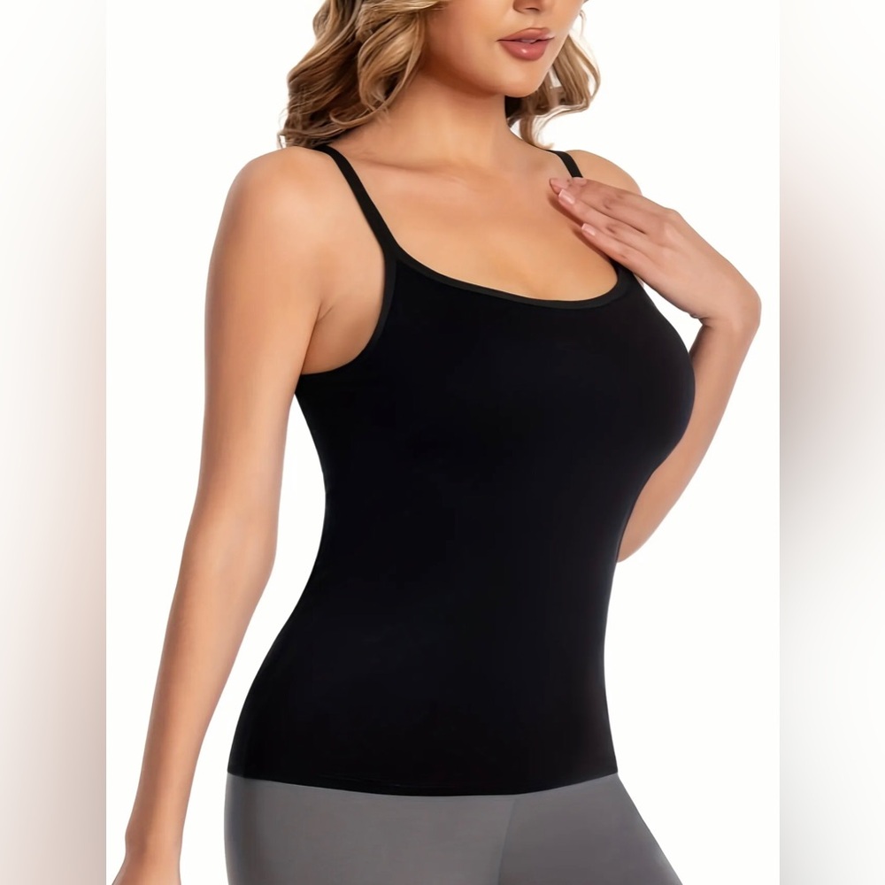 Black Spaghetti Strap Bralette Camisole Tank Top (XXL)